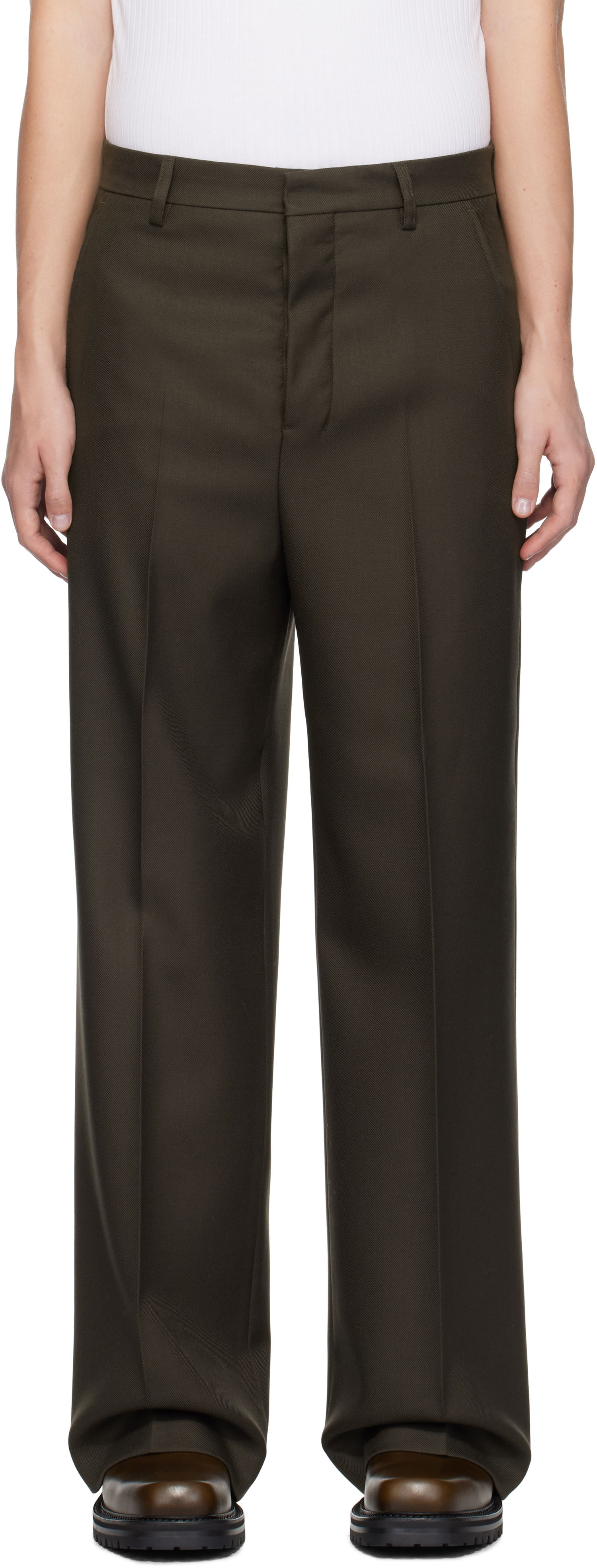 Bukser AMI Wide Trousers Brun | HTR423.WV0053, 0