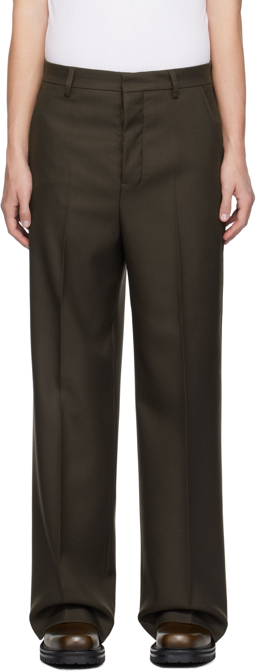 Bukser AMI Wide Trousers Brun | HTR423.WV0053