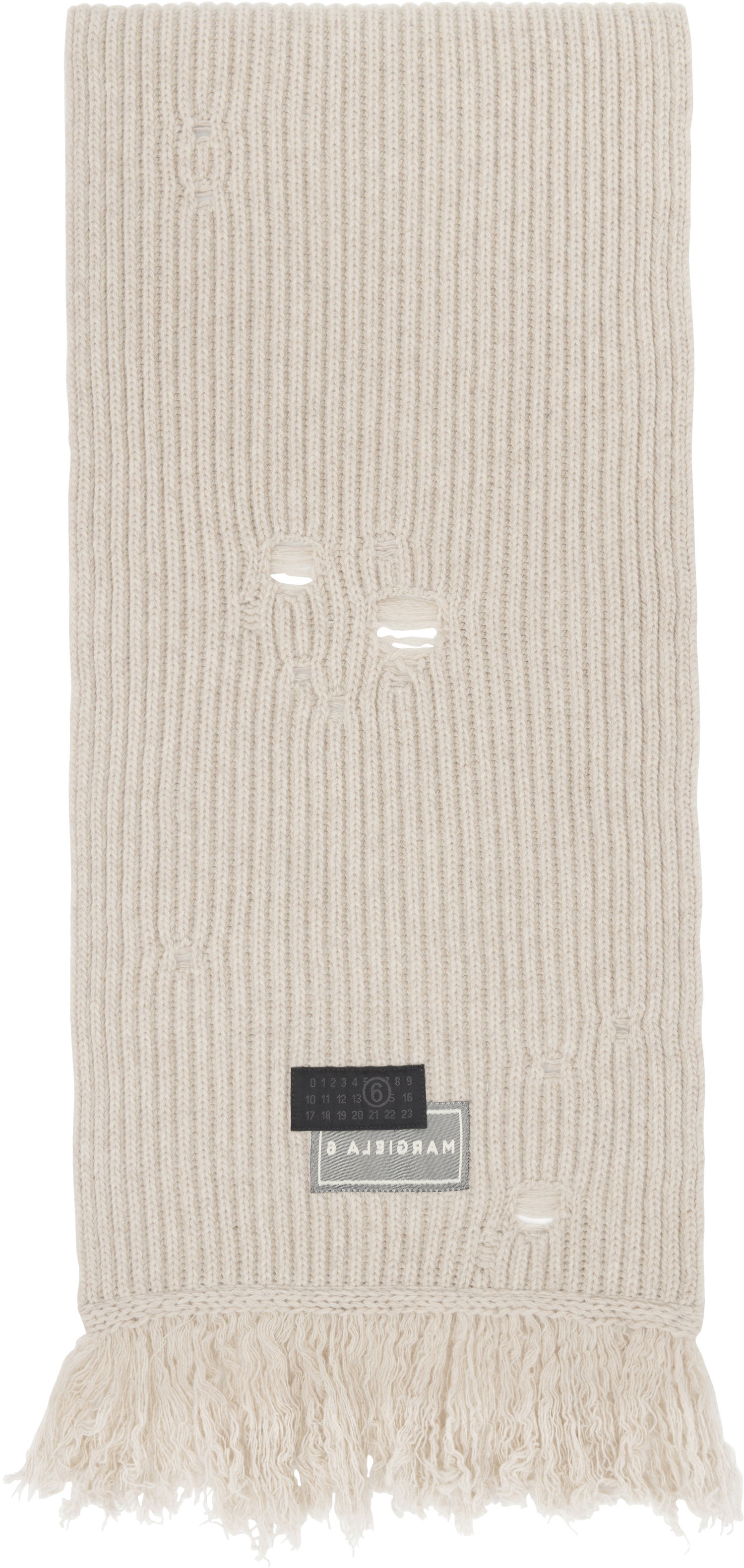 Tørklæde Maison Margiela MM6 Maison Margiela Wool Distressed Fringed Scarf Beige | S52TE0056 M13138, 0