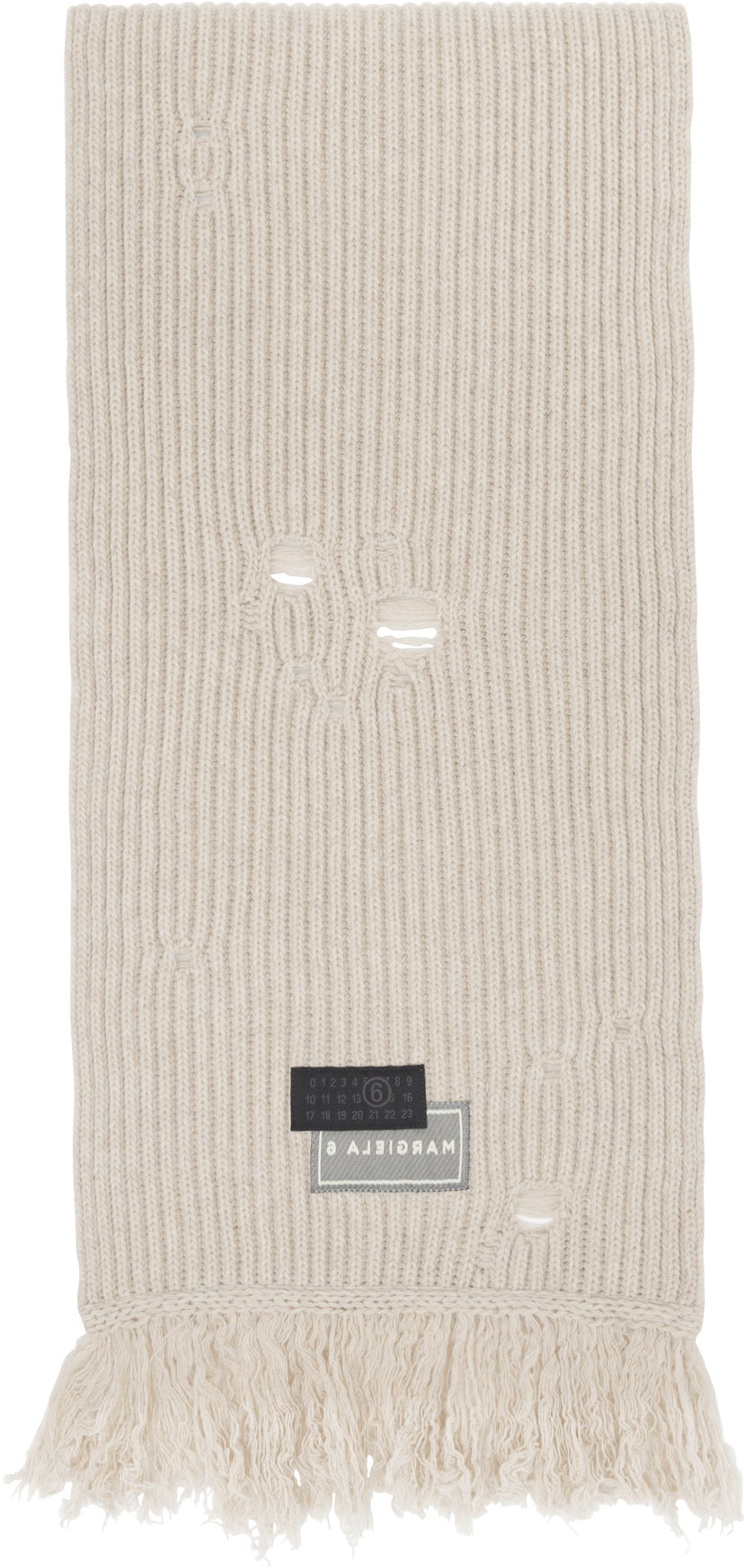 Tørklæde Maison Margiela MM6 Maison Margiela Wool Distressed Fringed Scarf Beige | S52TE0056 M13138