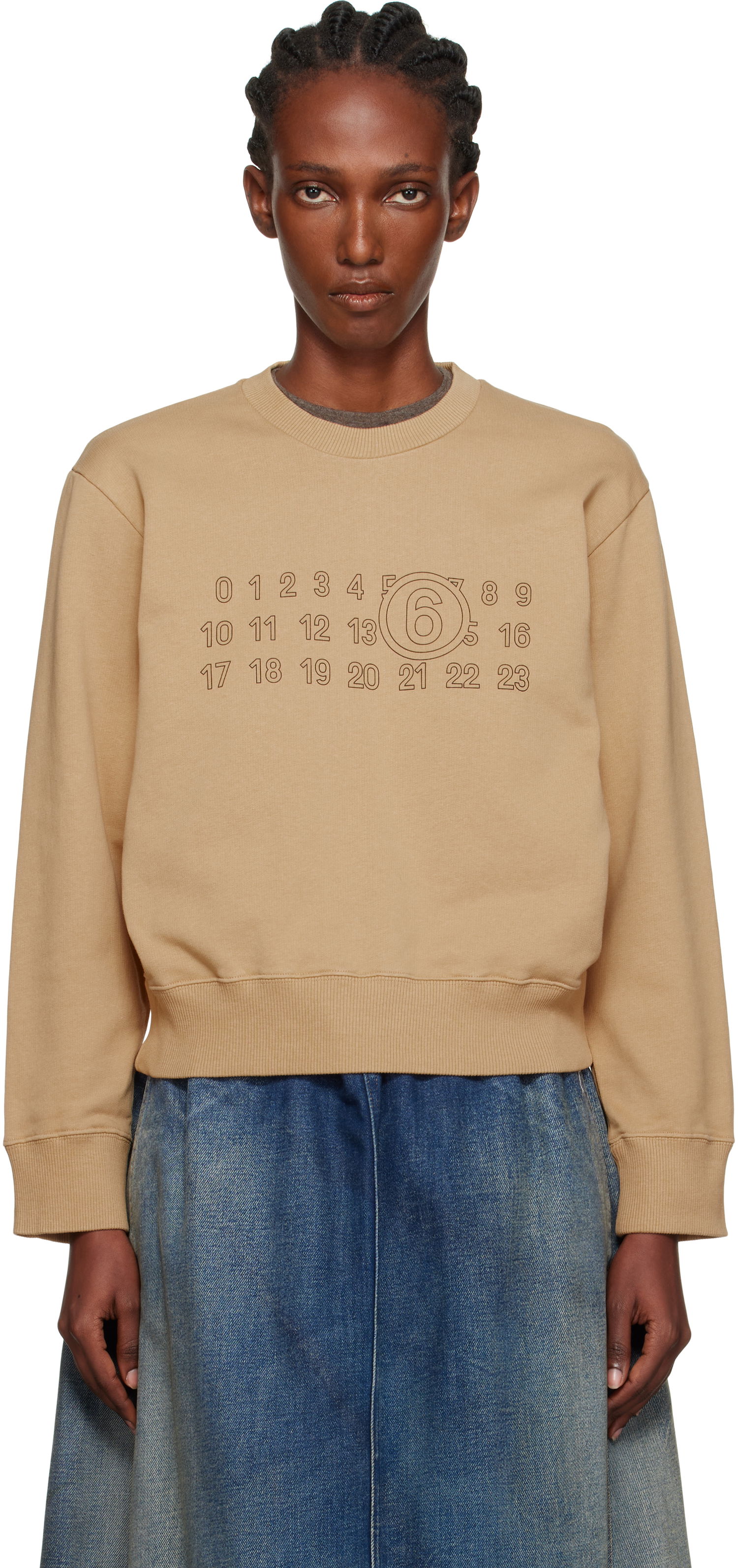 Sweatshirt Maison Margiela MM6 Maison Margiela Printed-Logo Sweatshirt Beige | S52GU0248 M25025, 0