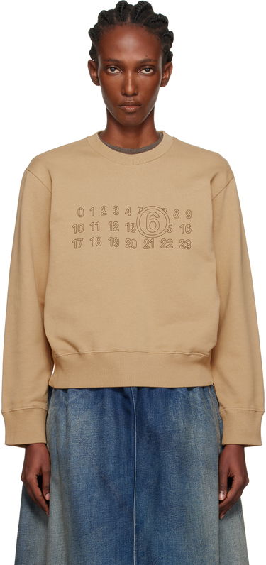 Sweatshirt Maison Margiela MM6 Maison Margiela Printed-Logo Sweatshirt Beige | S52GU0248 M25025, 0