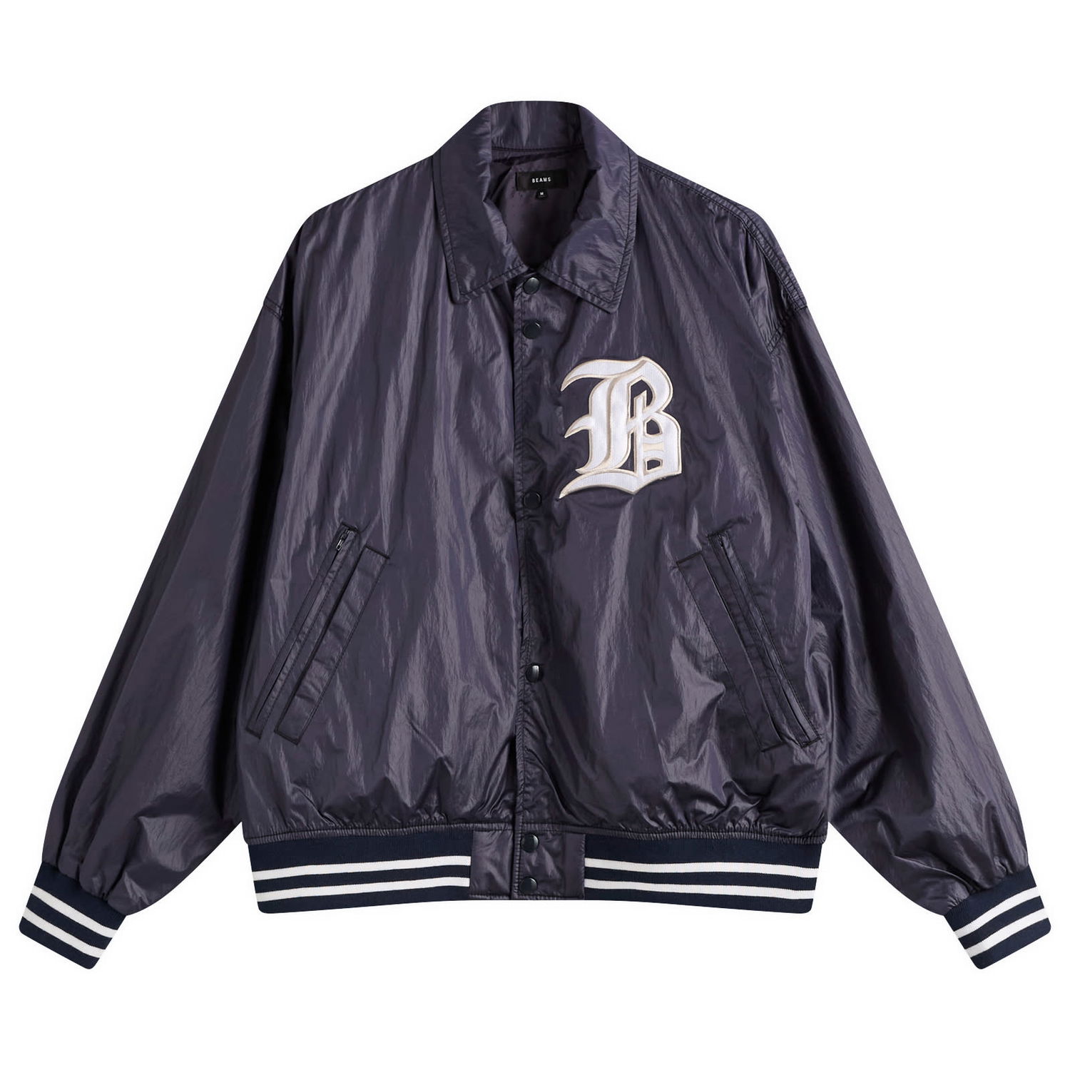 Bomberjakke BEAMS BEAMS Satin Varsity Jacket Mørkeblå | 1118-3294-139-79, 1