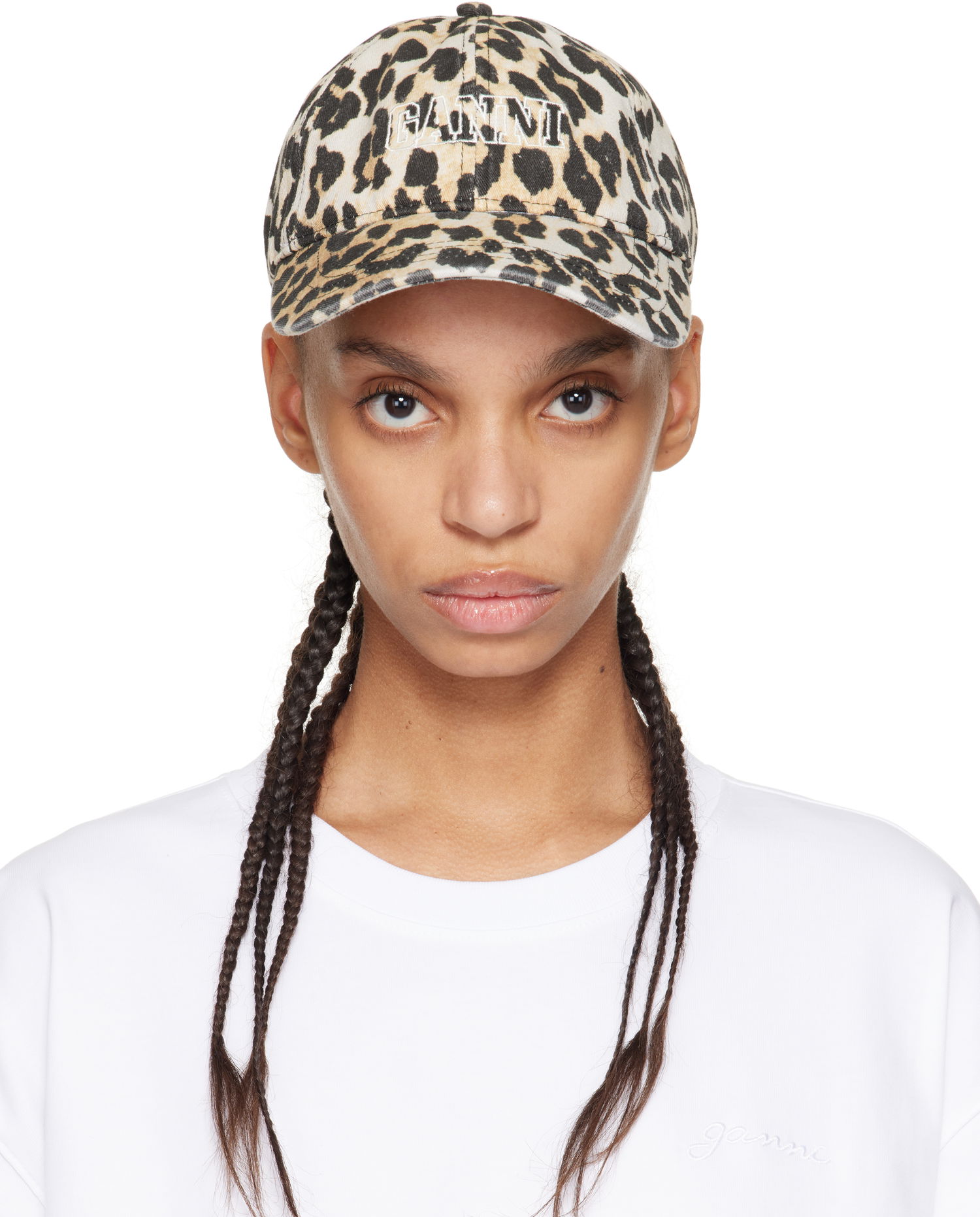 Kasket GANNI GANNI Leopard Print Baseball Cap Flerfarvet | A6303, 0