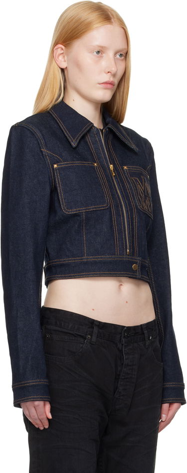 Jakke AMIRI AMIRI Zip Up Cropped Denim Jacket Blå | AWDNWJ1007, 1