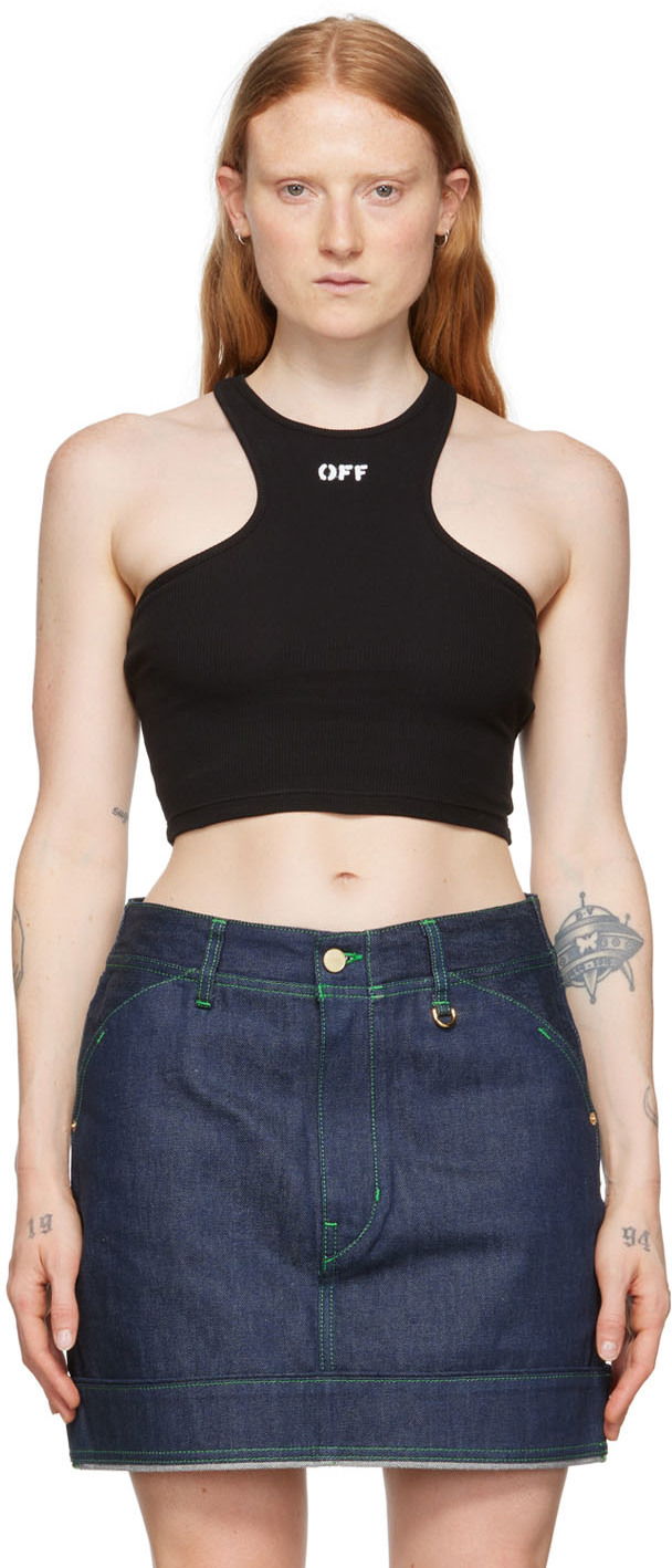 Tanktop Off-White Black Cropped Tank Top Sort | OWAD086C99JER0011001