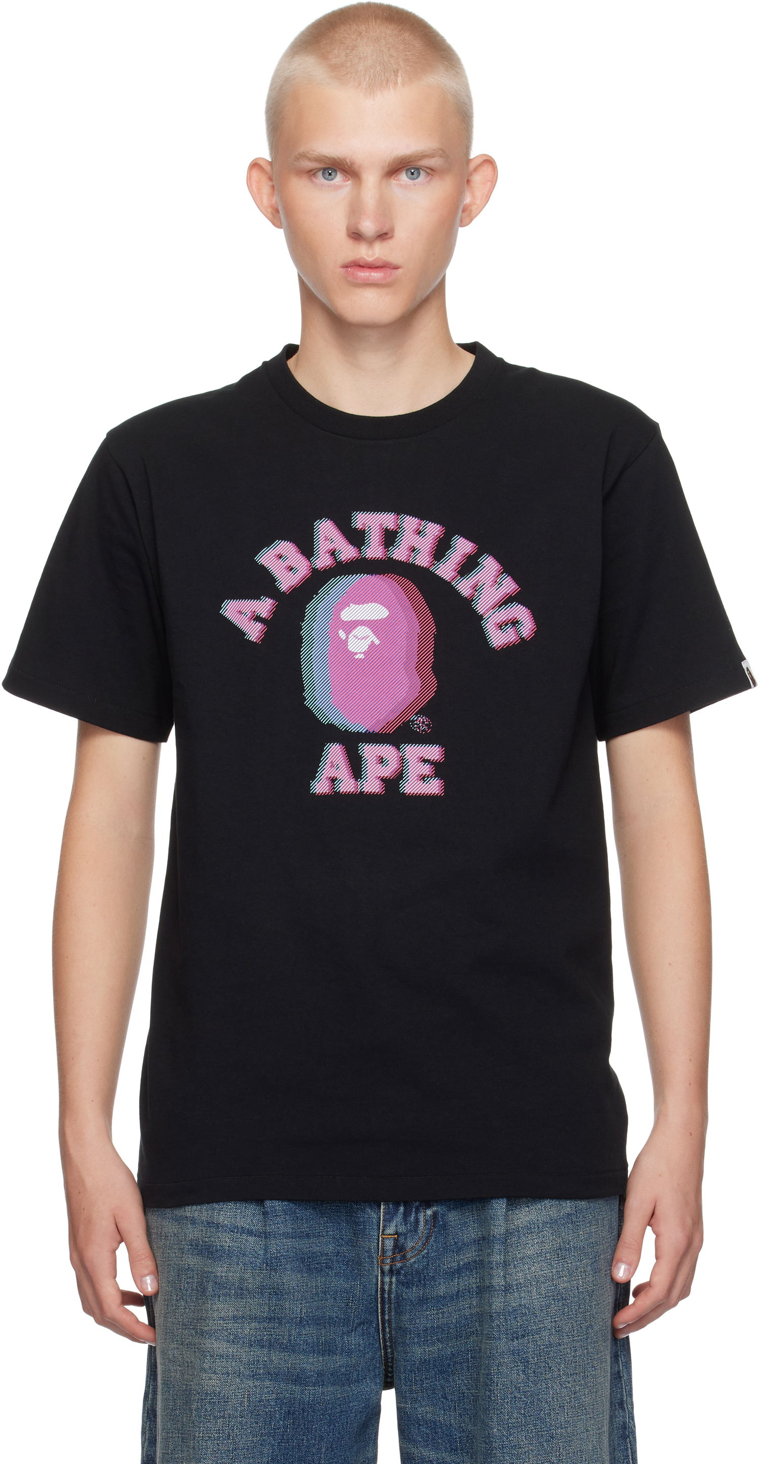 T-shirt BAPE College Glitch Art T-Shirt Sort | 001TEK301051M, 0