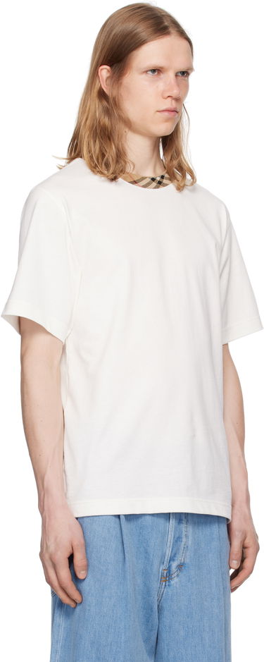 T-shirt Burberry Burberry Cotton T-Shirt with Check Trim Hvid | 8110100, 1