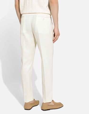 Bukser Dolce & Gabbana Dolce & Gabbana Tailored Flannel Pants Hvid | GY6UETGI251W3796, 3