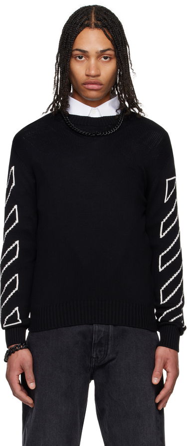 Sweater Off-White Off-White Diagonal Outline Knit Sweater Sort | OMHE087C99KNI0021061, 0