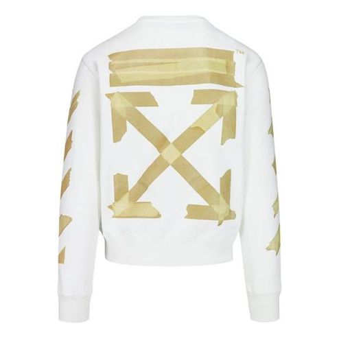 Sweater Off-White Tap Arrows Logo Long Sleeve Sweater Hvid | OMBA025R20E300020148