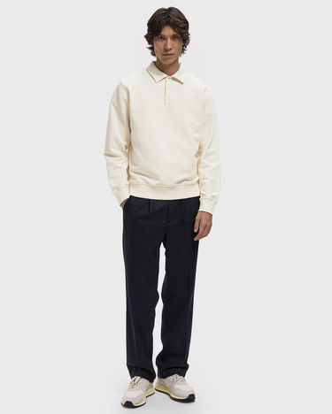 Sweatshirt Edmmond Studios Mini Logo Long-Sleeve Polo Sweatshirt Beige | 325-40-05010, 2