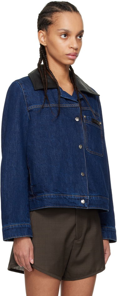 Jakke Wales Bonner Wales Bonner Denim Jacket with Faux Leather Collar Blå | WS25DE14-DE01-599, 1