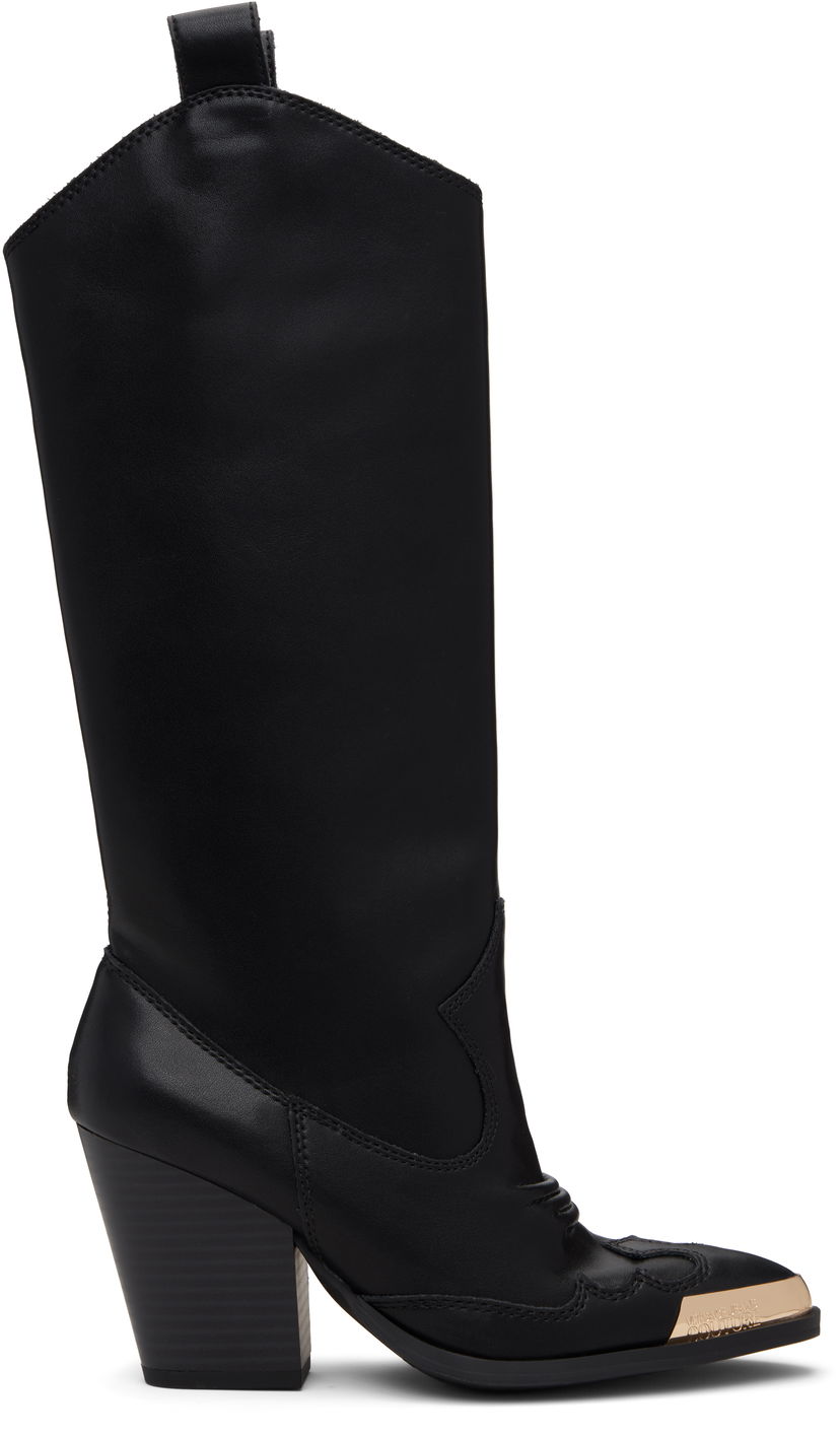 Sneakers og sko Versace Versace Jeans Couture Logo Plaque Tall Boots Sort | E79VA3S12_EZPB68