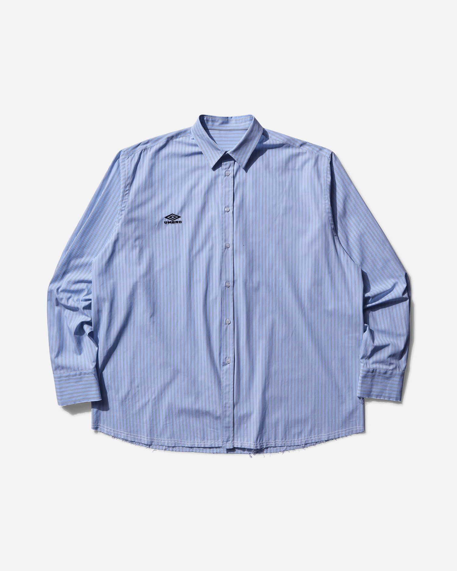 Skjorte Umbro Cult Unity Long Sleeve Striped Button-Up Shirt with Frayed Hem Blå | UBMW0336FA211 BLU0050, 1