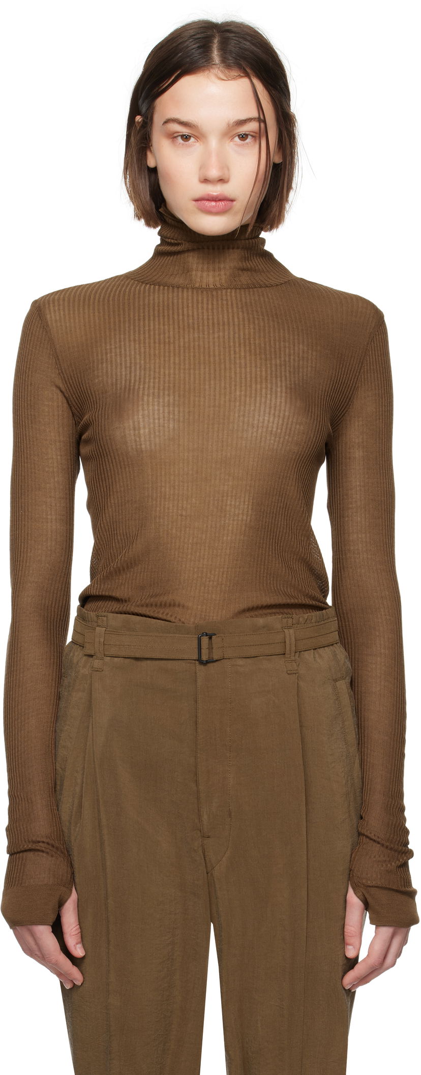 T-shirt LEMAIRE Seamless Turtleneck Top Brun | TO1279 LK1017