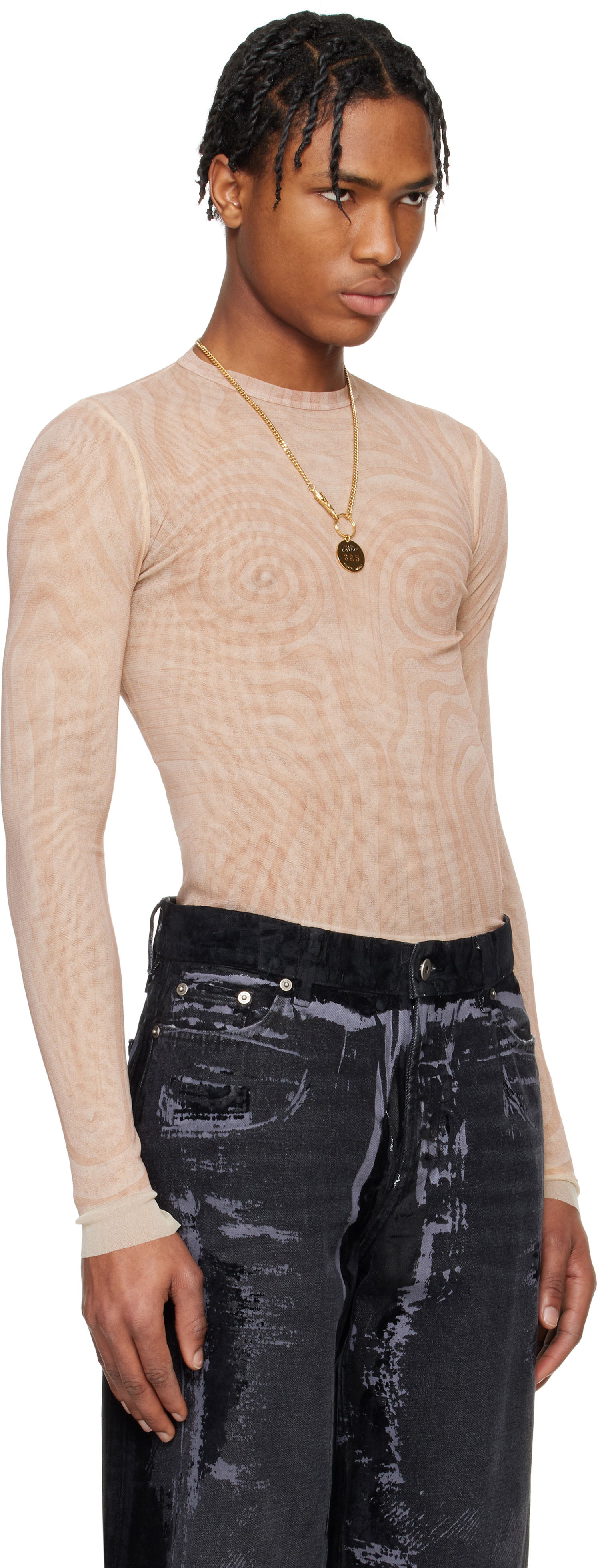 T-shirt Jean Paul Gaultier Jean Paul Gaultier 'The Spirale' Long Sleeve T-Shirt Beige | 25/34-F-TO270-T587-2026, 1