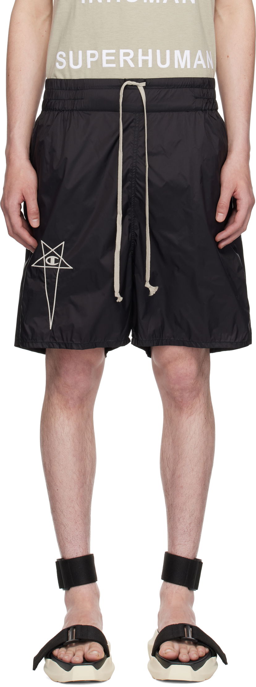 Shorts Rick Owens Rick Owens Champion Edition Taffeta Shorts Sort | CM01E1681 CHNY NYLON