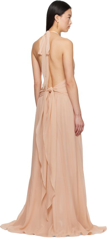 Kjole Blumarine Blumarine Georgette Maxi Dress with Ruffle Detail Beige | P522A568A, 2