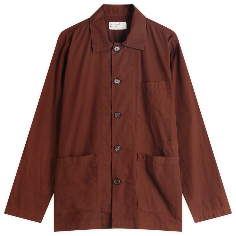 Skjorte Universal Works Universal Works Bakers Overshirt, Size Large Brun | 32678-RIB
