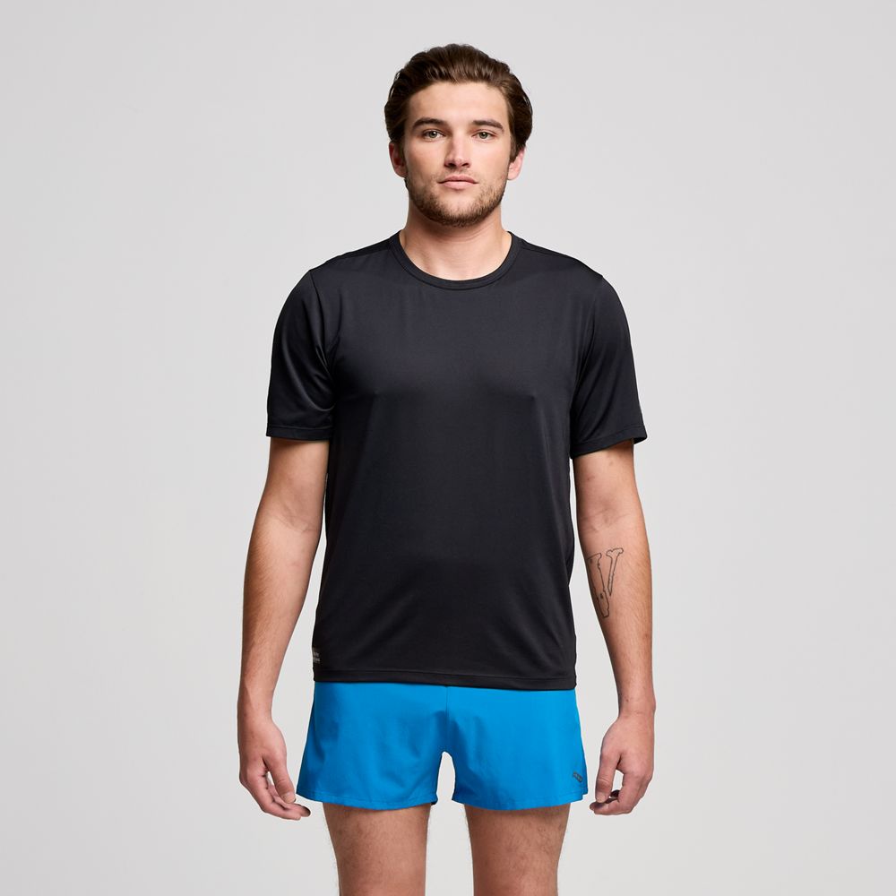 T-shirt Saucony Saucony Stopwatch Short Sleeve T-Shirt Sort | SAM800377-BK, 0