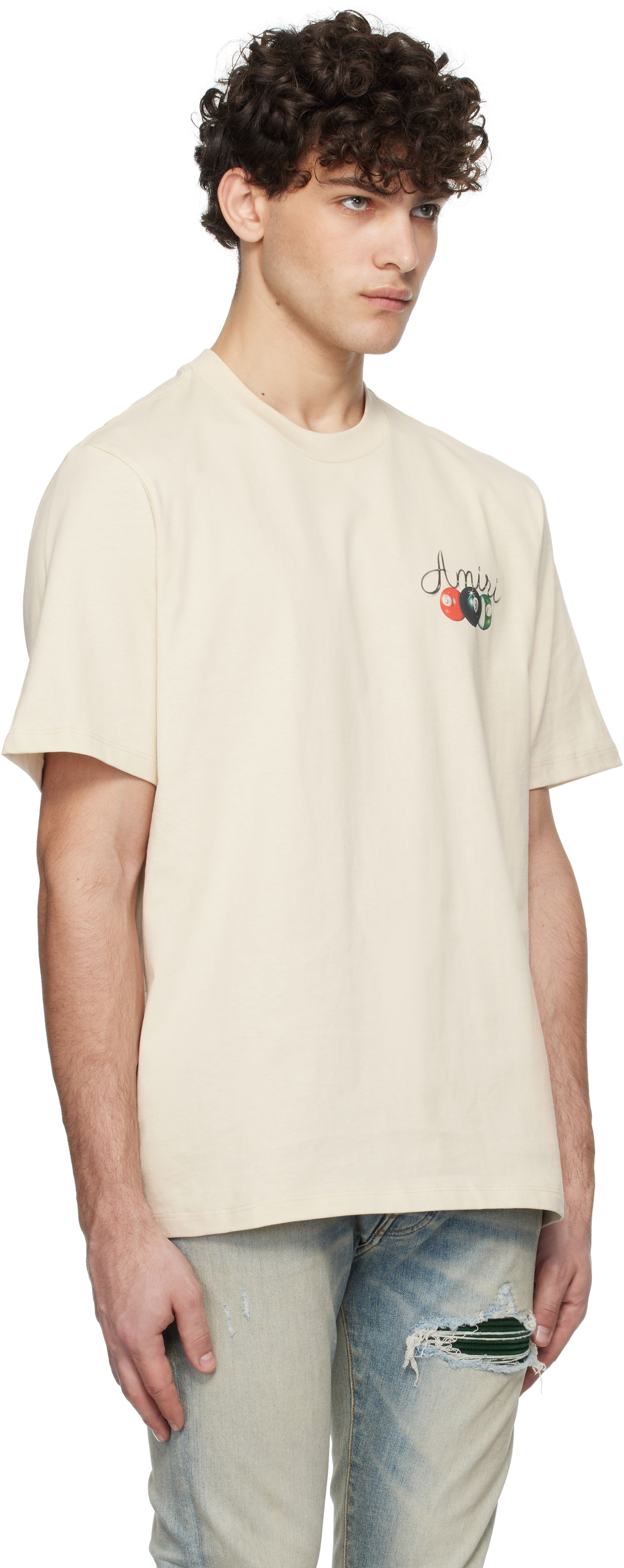 T-shirt AMIRI Pool Cue Graphic T-Shirt Beige | AMJYTE1135, 1