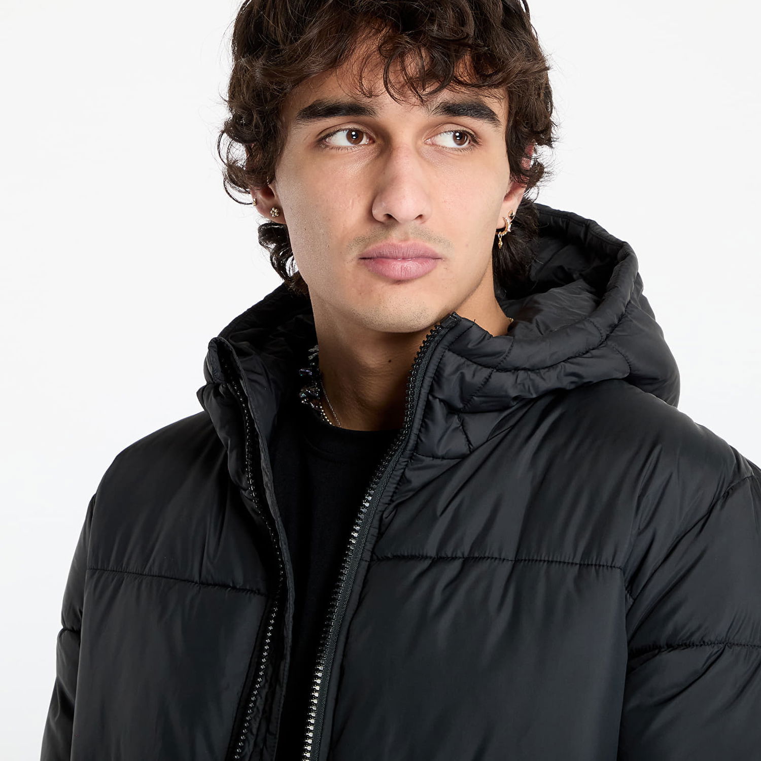 Puffer jakke Urban Classics Puffer Coat Long Black Sort | TB7010-00007, 1