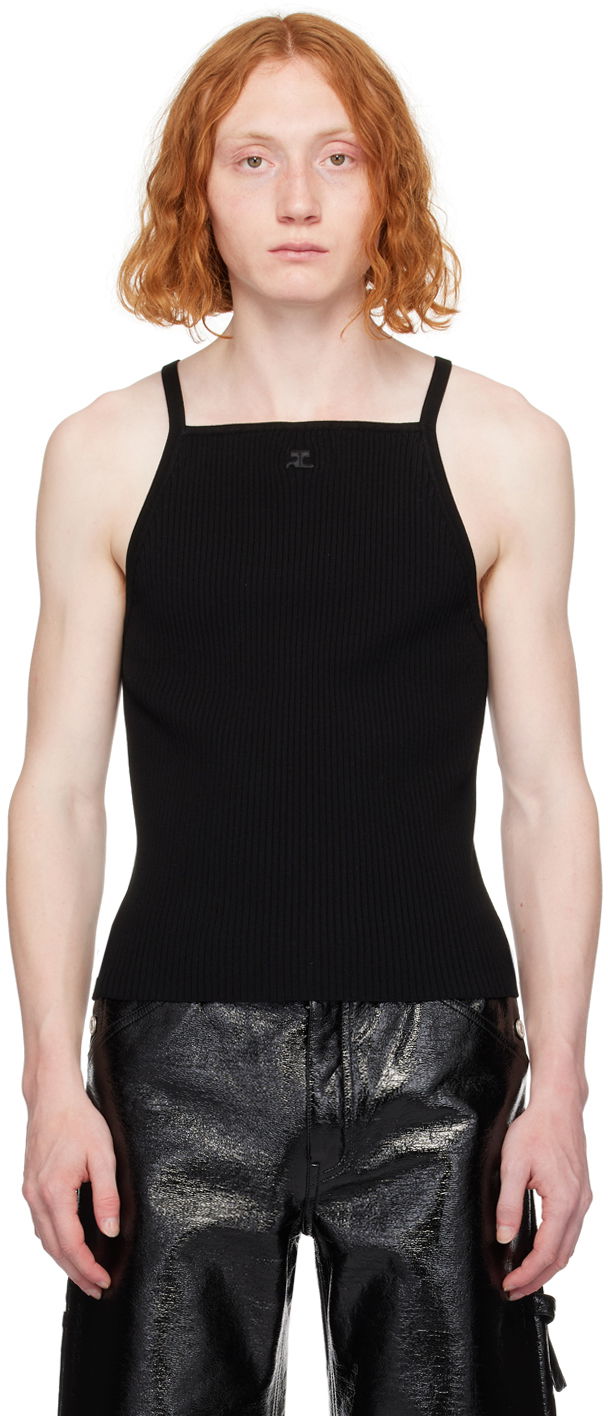 Tanktop Courrèges Slim Neckline Tank Top Sort | 124MDE062FI0001