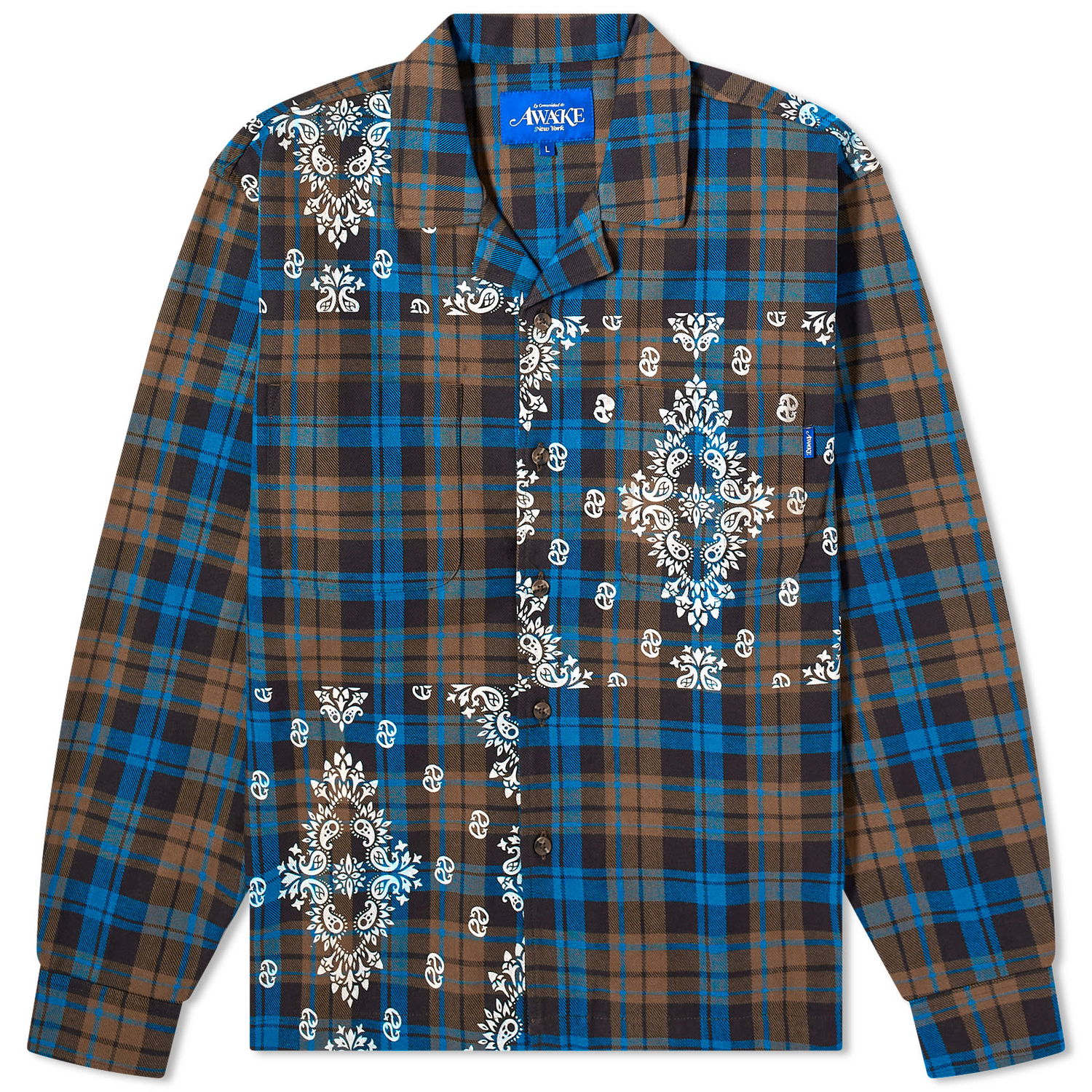 Skjorte Awake NY Paisley Flannel Vacation Shirt Brun | AWK-FW23-TP001-BRM, 0