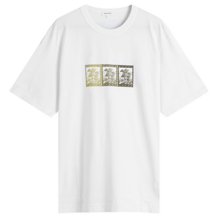 T-shirt NORSE PROJECTS Norse Projects Holger Post Stamp Print T-Shirt, Size Large Hvid | N01-0686-0001