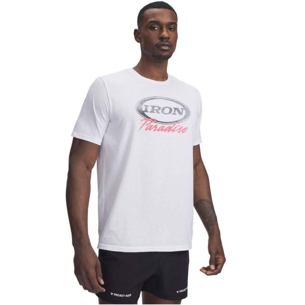 T-shirt Under Armour Project Rock Iron Paradise T-Shirt Hvid | 1389945-100, 0