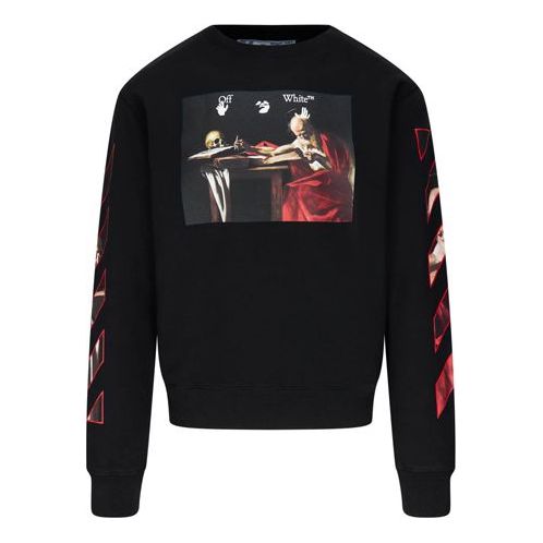 Sweater Off-White Off-White Caravaggio Slim Crewneck Sweatshirt Sort | OMBA025R21FLE0051025