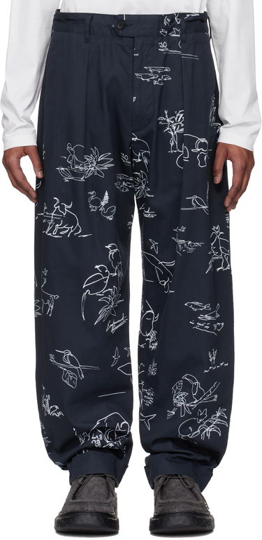 Bukser Engineered Garments Engineered Garments Carlyle Print Trousers Mørkeblå | 25S1F012, 0