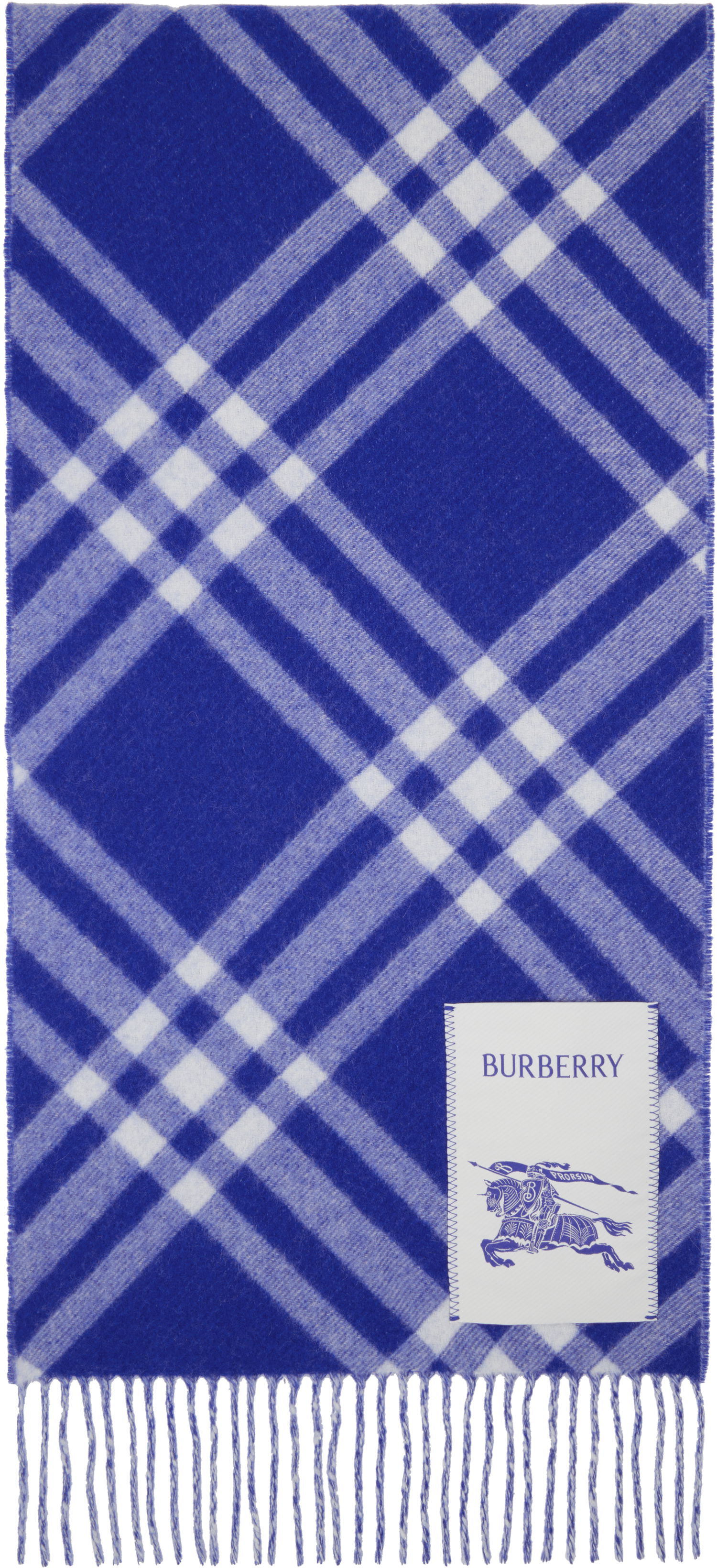 Tørklæde Burberry Check Cashmere Scarf Blå | 8099710, 0