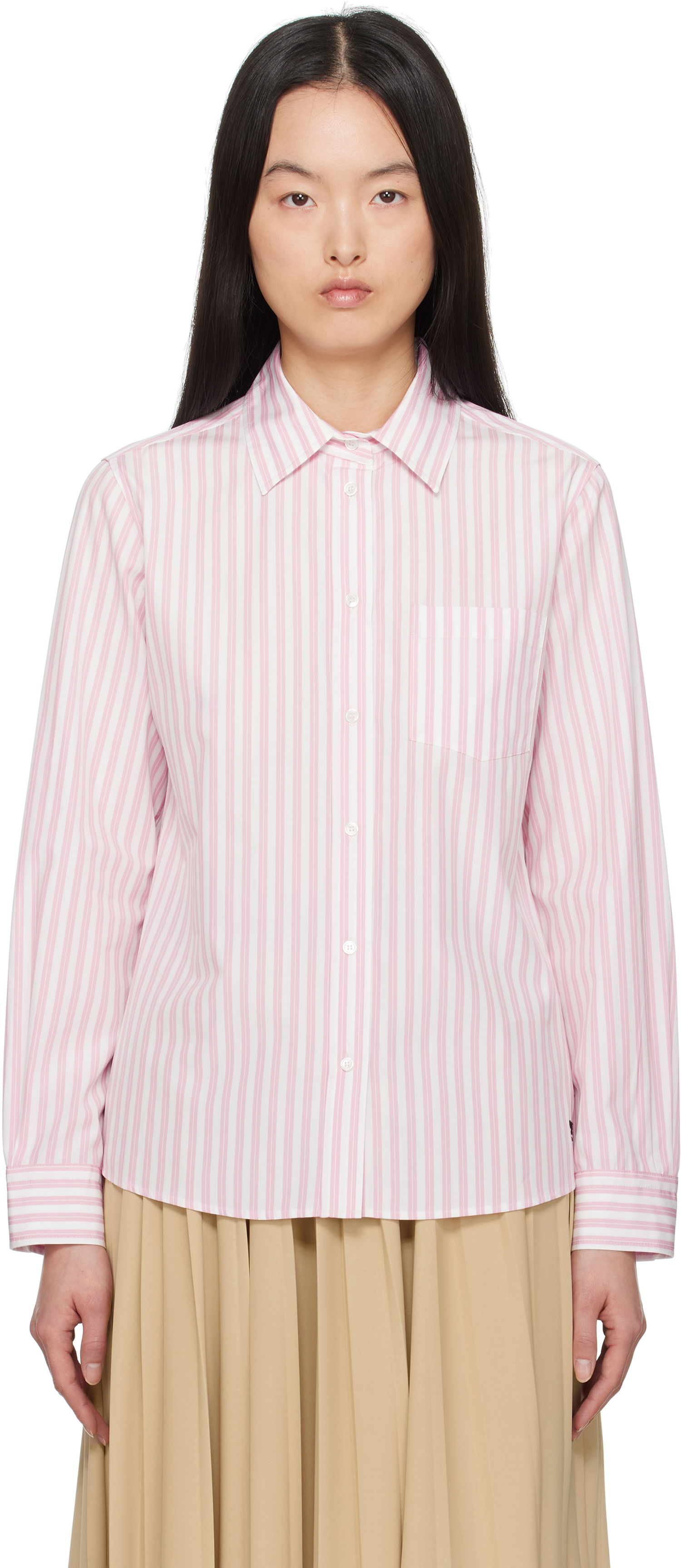 Skjorte Max Mara Weekend Max Mara Bahamas Striped Button-Down Shirt Lyserød | 2515111081600, 0
