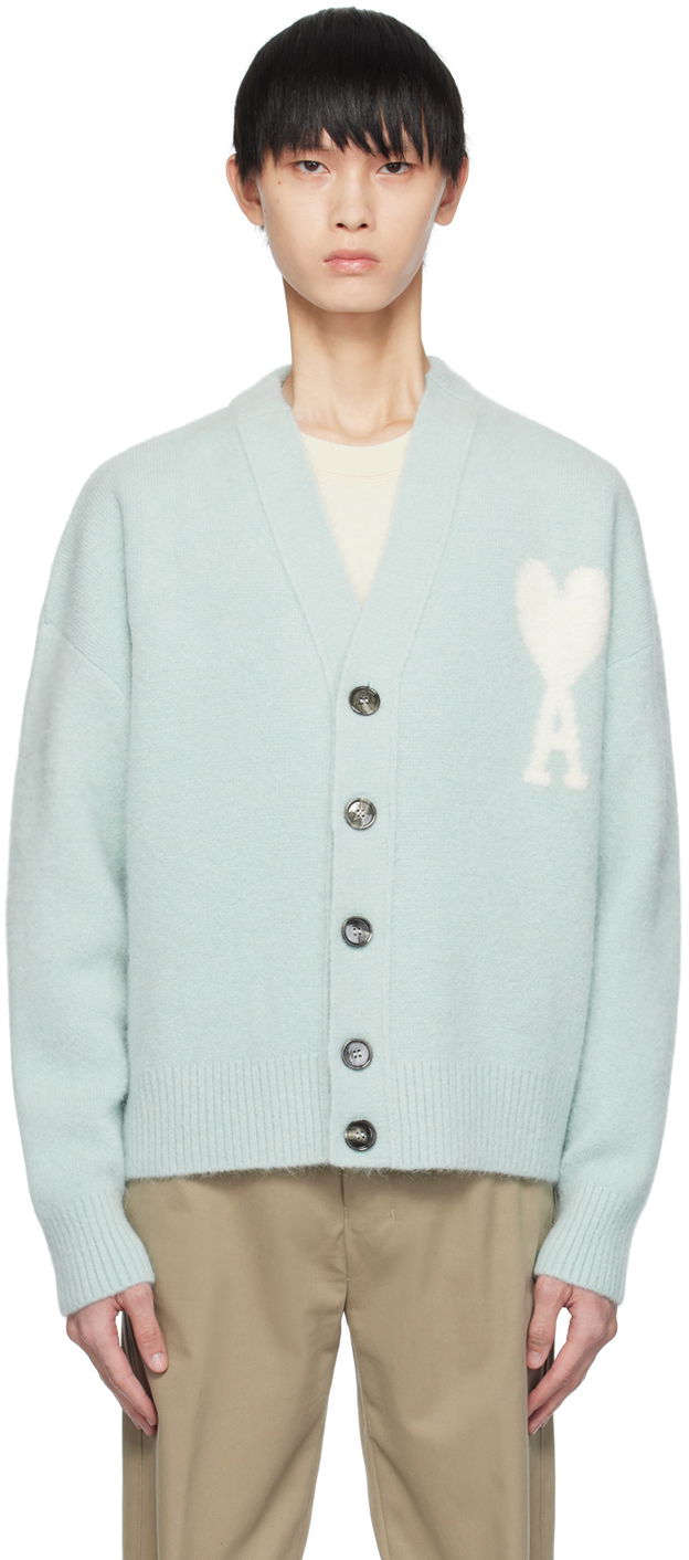 Sweater AMI Cloud Cardigan Turkis | UKC025.KN0032, 0