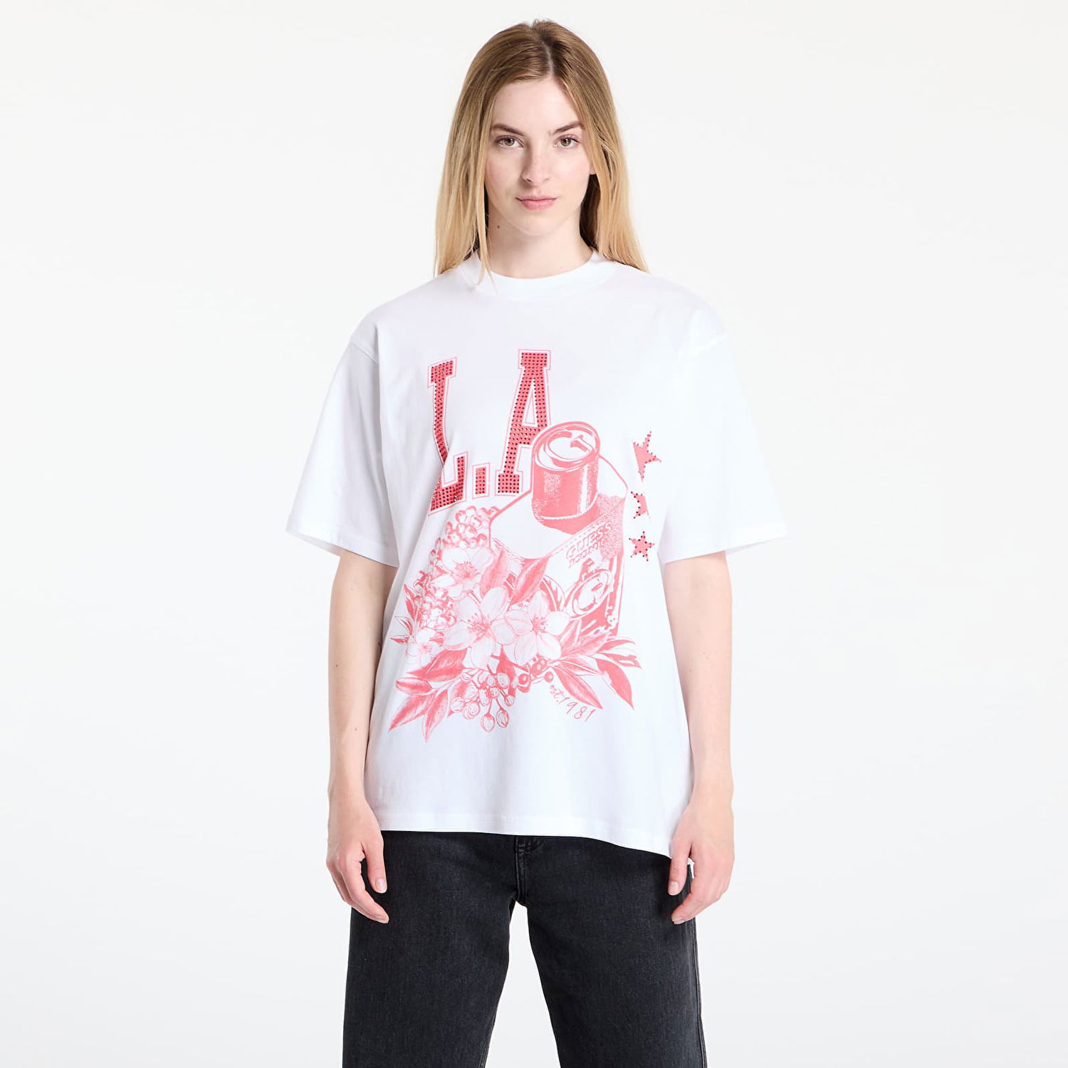 T-shirt GUESS GUESS Monochrome Graphic Tee Hvid | W5YI10JA914-F0F7, 1