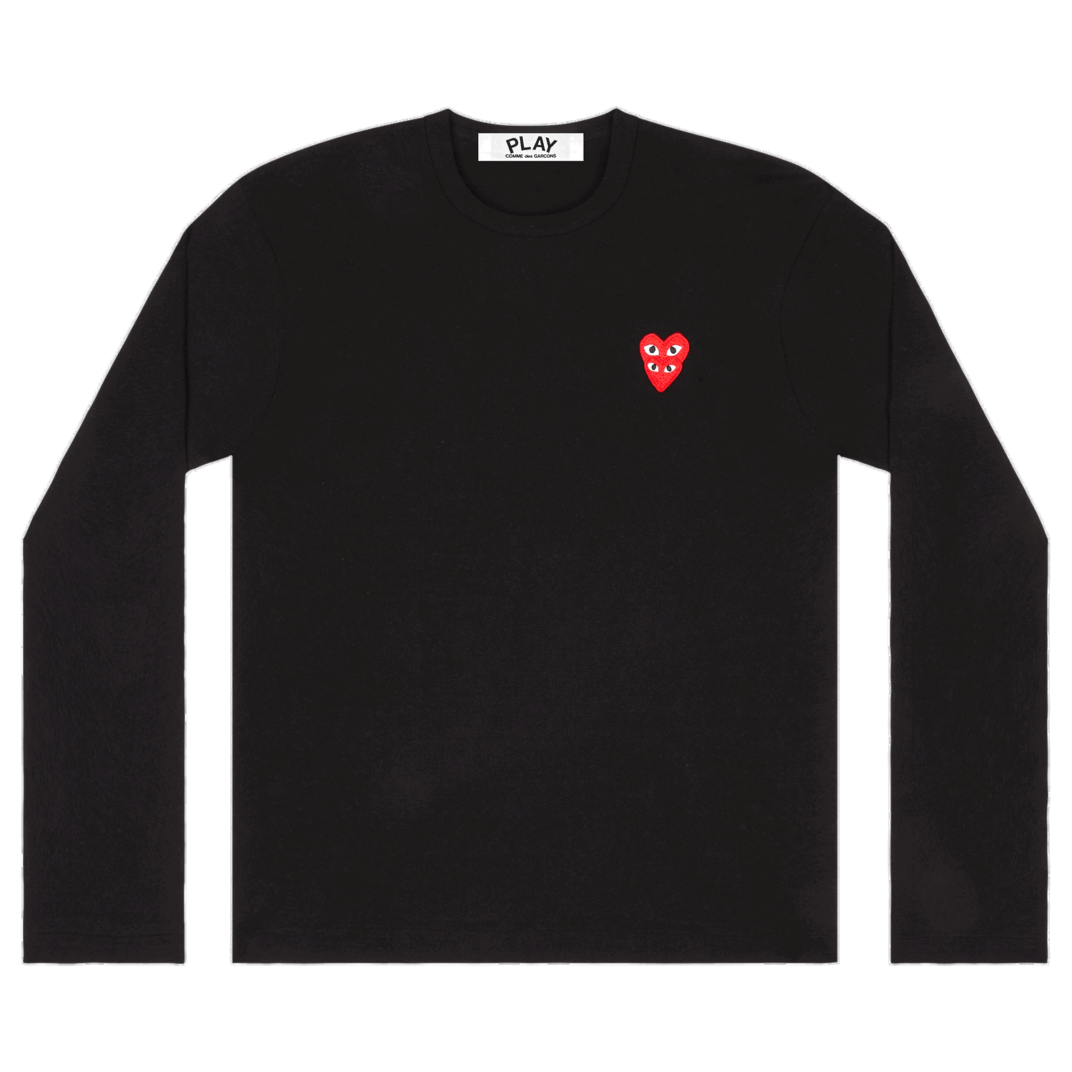 T-shirt Comme des Garçons PLAY Double Heart Long-Sleeve Tee Sort | AZ T292 051 1, 0
