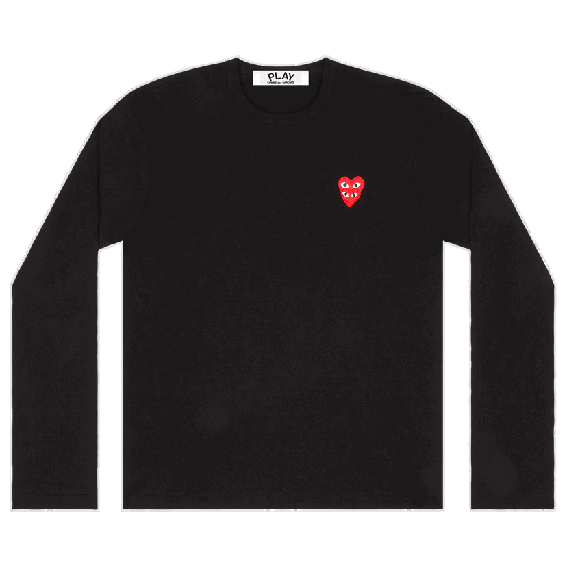 T-shirt Comme des Garçons PLAY Double Heart Long-Sleeve Tee Sort | AZ T292 051 1