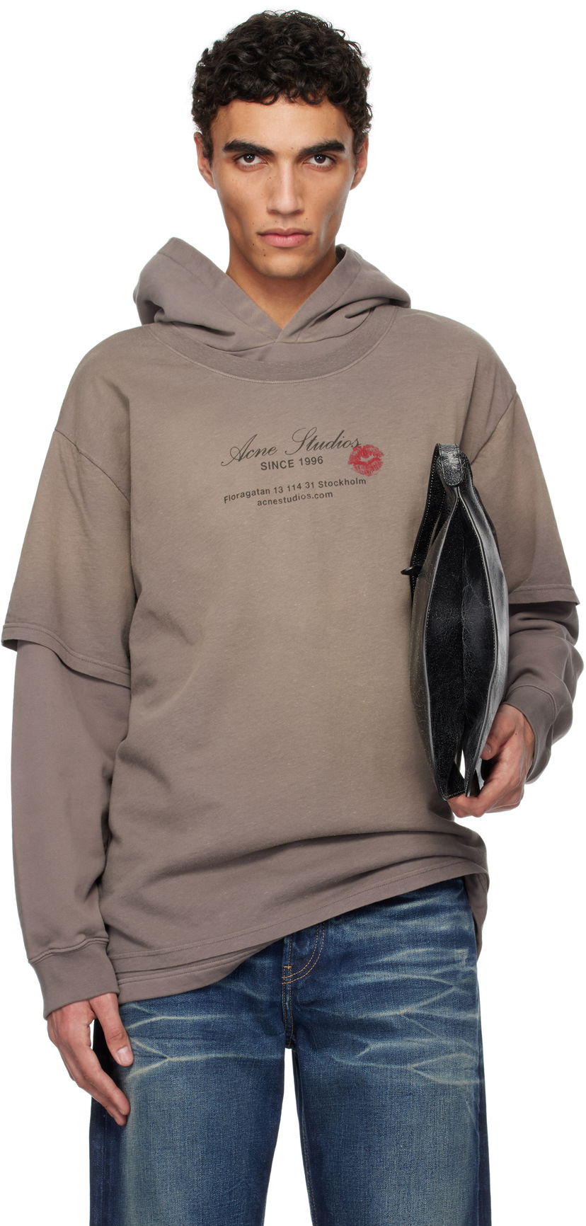Sweatshirt Acne Studios Acne Studios Double-Layered Hoodie Brun | AI0160-