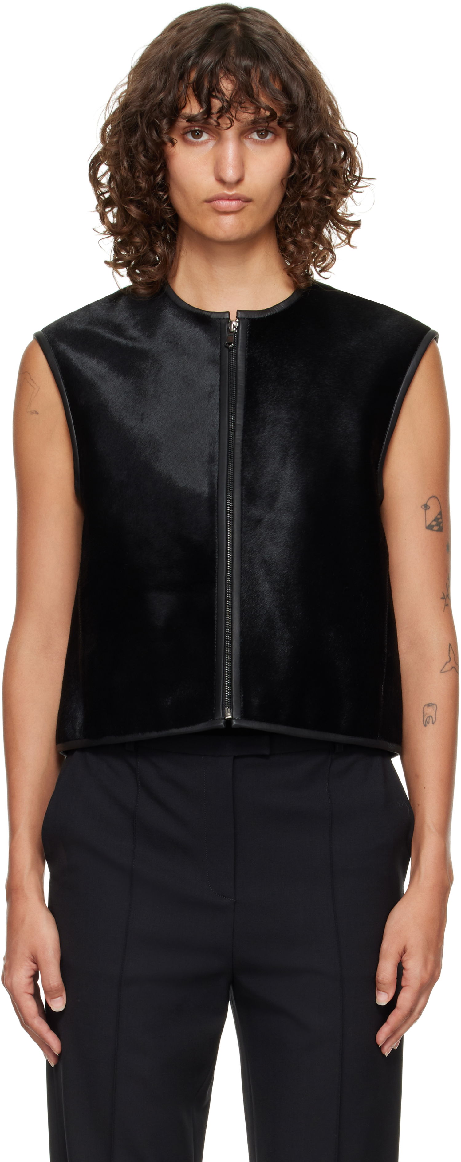 Vest Loulou de Saison Loulou de Saison Ampas Pony-Effect Leather Vest Sort | AMPAS, 0