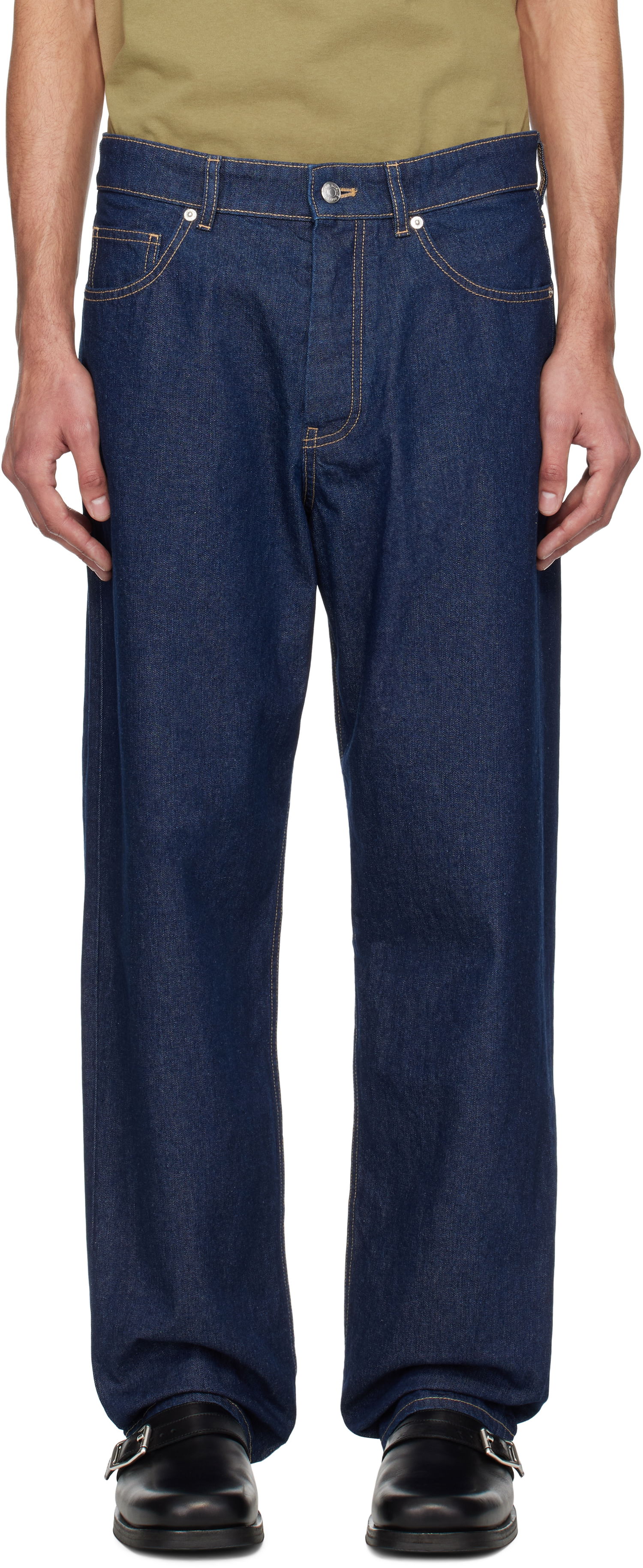 Jeans MAISON KITSUNÉ Maison Kitsuné Straight Denim Jeans Blå | OM01118WW0081, 0