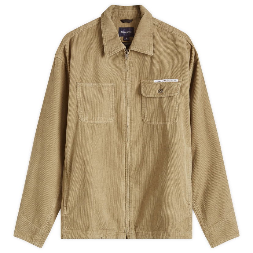 Skjorte thisisneverthat Washed Corduroy Zip Jacket Beige | TN243WOWLS11-KHK