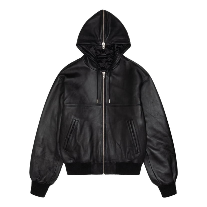 Sweatshirt Stüssy SS Link Leather Bomber Jacket Sort | 115739