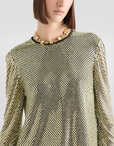 T-shirt Dolce & Gabbana Long-sleeved Crystal Mesh Top Grøn | F7AK6ZFLSK3S0997, 3