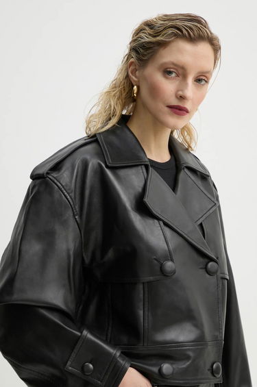 Trenchcoat STAND STUDIO Stand Studio Bloom Cropped Leather Jacket Sort | 66387.7010, 4