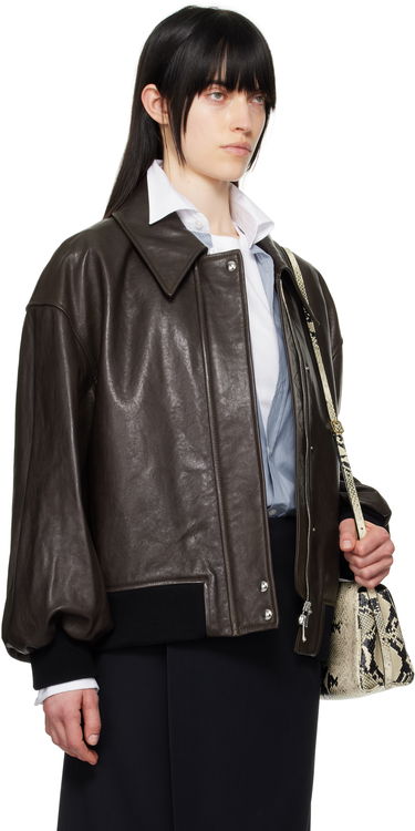 Bomberjakke Khaite Khaite Shelman Leather Jacket Brun | 6166729, 1