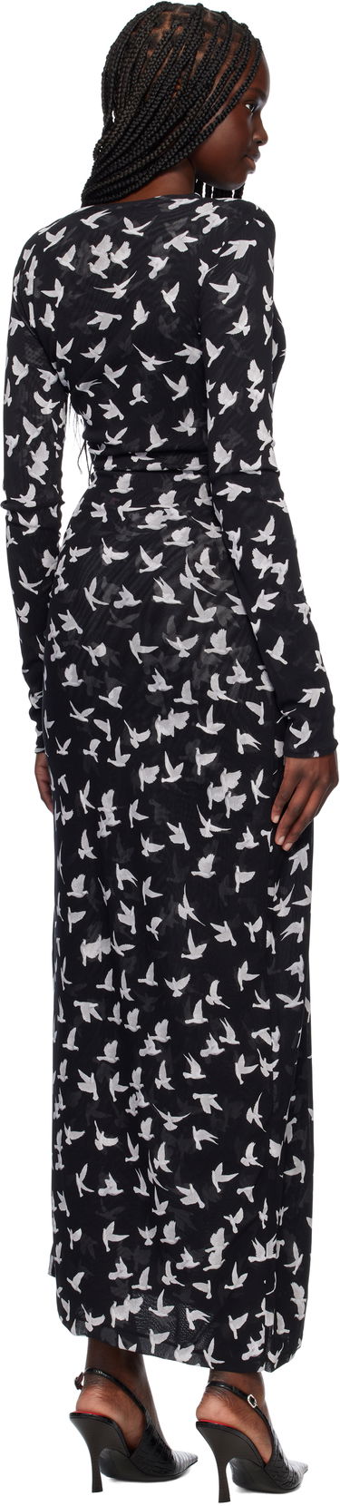 Kjole Stella McCartney Stella McCartney Dove Print Mesh Maxi Dress Sort | 6J03353SPZ89, 2