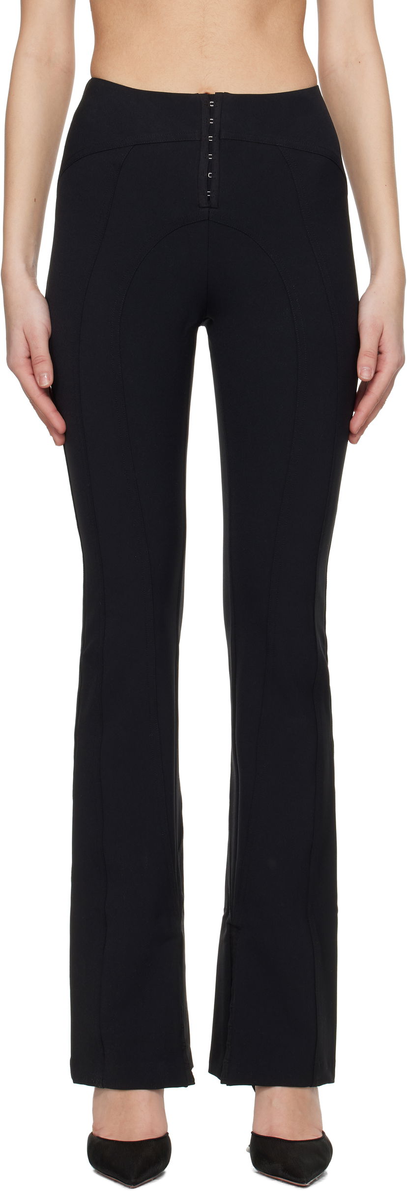 Bukser GUIZIO Guizio Aurora Hook-Front Flare Trousers Sort | F23207W015