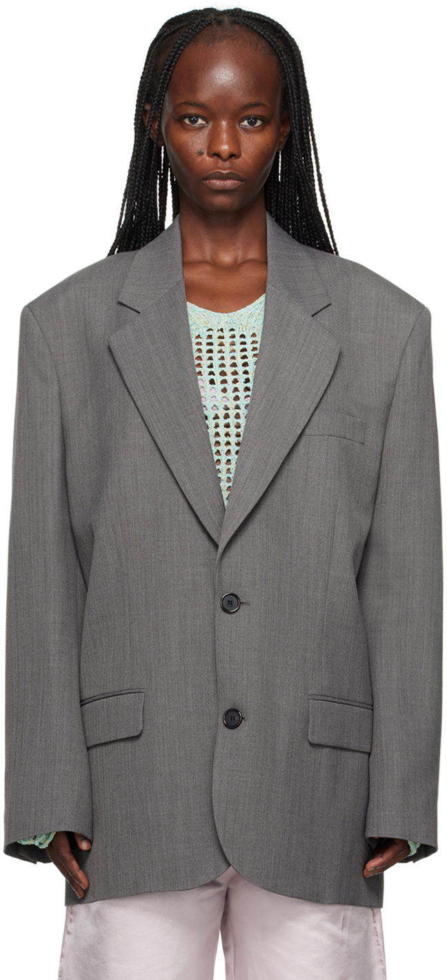 Frakker Acne Studios Single-Breasted Blazer Grå | BH0180-, 0